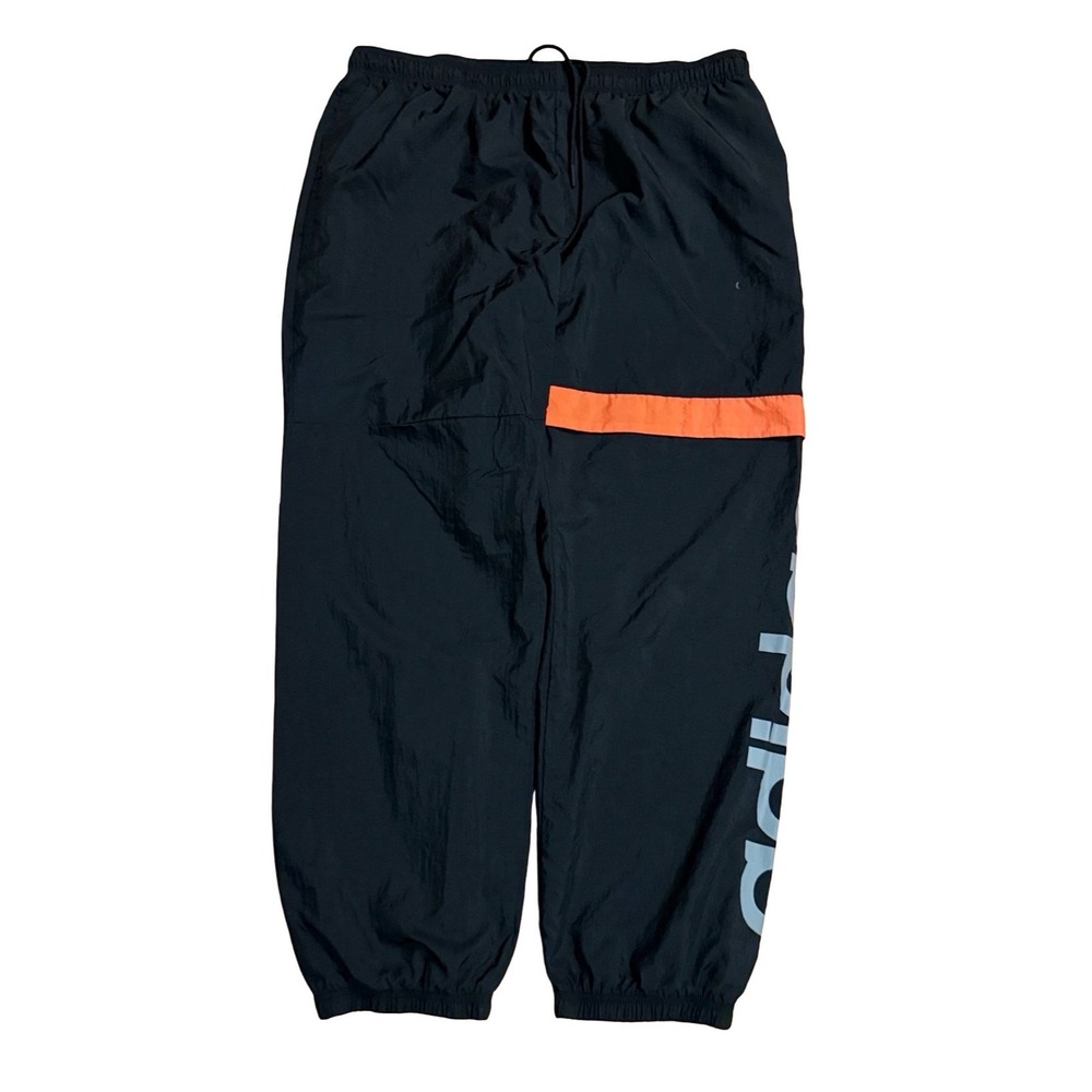 Adidas Mens Y2K Track Pants Black Orange Stripe Nylon Windbreaker Joggers 2XL - Picture 4 of 7